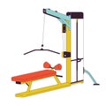 Lat pulldown machine flat line color isolated vector object