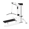 Lat pulldown machine flat monochrome isolated vector object