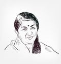 Lata Mangeshkar famous Indian playback singer and music director vector sketch portrait Royalty Free Stock Photo