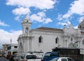 Latacunga, Ecuador-20 August, 2019: Colonial streets of city of Latacunga in Ecuador, capital of the Cotopaxi Province