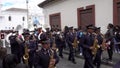 Latacunga, Ecuador - 20180925 - Military Marching Band Plays in Mama Negra Parade.