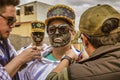 Latacunga, Ecuador - September 22, 2018 - Young men dress in decorated Black Face to celebrate African slave that saved