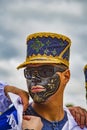 Latacunga, Ecuador - September 22, 2018 - Young men dress in decorated Black Face to celebrate African slave that saved