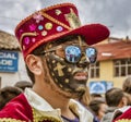 Latacunga, Ecuador - September 22, 2018 - Young men dress in decorated Black Face to celebrate African slave that saved