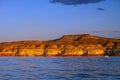 Late Afternoon Light on Desert Hill in Wahweap Bay of Lake Powell Arizona Royalty Free Stock Photo