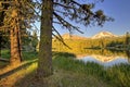 Late afternoon, Manzanita Lake and Lassen Peak, Lassen Volcanic National Park Royalty Free Stock Photo