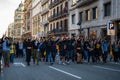 Barcelona, Catalonia/Spain; October 16 2019: students protesting against the final sentence of the main court of justice