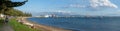 Late afternoon on Pilot Bay beach at Mount Maungnaui, panorama