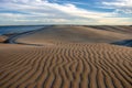 The late afternoon sun casts shadows across the sand dunes at Adolfo Lopez Mateos in Baja California