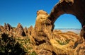 Late Afternoon sunlight on sandstone fin Arch, Arches National Park, Utah