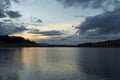 Late afternoon sunset on a lake in the countryside of sao paulo Royalty Free Stock Photo