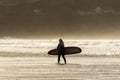 Late afternoon Surfing, Fistral beach, Newquay, Cornwall Royalty Free Stock Photo