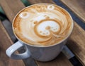 Late Art made in coffee shop, beautiful happy bear on table