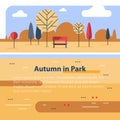 Late autumn, colorful park scene, small bench at river bank, beautiful view Royalty Free Stock Photo