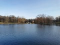 late autumn in Gatchina Park fallen leaves cold water Royalty Free Stock Photo