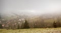 Late autumn misty morning in a village. First Snow Royalty Free Stock Photo