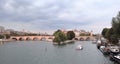 Late on a cloudy afternoon over Paris on the Seine river Royalty Free Stock Photo