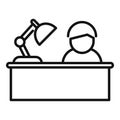 Late desk work icon outline vector. Active fast person