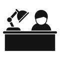 Late desk work icon simple vector. Active fast person