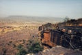 Late dry-seaon rural landscape rocky escarpment central Togo West Africa Royalty Free Stock Photo