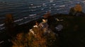 Late Evening Aerial View of Historic Big Sodus Lighthouse - Sodus Point, New York