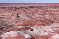 A vast colorful Painted Desert in Northern Arizona within Petrified National Park.