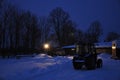 Late evening on a Polish horse ranch in winter Royalty Free Stock Photo