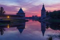 Late July sunset on the Pskova river. Pskov Royalty Free Stock Photo