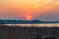 Sunset over Lake Inba-numa in Chiba, Japan Royalty Free Stock Photo