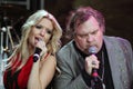 The Late Meat Loaf duets with his blonde backing singer on tour in the UK in 2013 Royalty Free Stock Photo