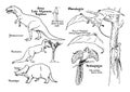 Late Mesozoic Age Reptiles, vintage illustration