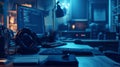 Late Night Coder Working On Project At Desk