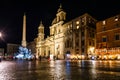 Late night on the Piazza Navona in Rome, Italy