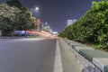 Late night road half light trails at hyderabad