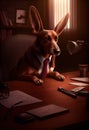 Late Night Working Dog - Genrative AI Royalty Free Stock Photo