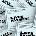 Late Payment Words Overdue Check Paying Bills Pile Royalty Free Stock Photo