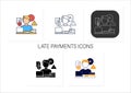 Late payments icons set Royalty Free Stock Photo