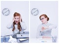 Late and punctual worker Royalty Free Stock Photo