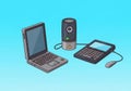 Late 1990s or early 2000s, emphasizing early portable computing and Royalty Free Stock Photo