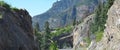 Late Spring in the Colorado Rocky Mountains: Million Dollar Highway Passes Through a Tunnel in the San Juan Mountain Range Royalty Free Stock Photo
