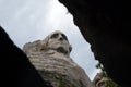 Late Spring in the South Dakota Black Hills: Mount Rushmore National Memorial`s George Washington Seen From Below From Caves