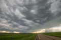 Dramatic sky of a severe thunderstorm on the plains in eastern Montana Royalty Free Stock Photo