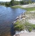 Late Spring in Yellowstone National Park: Inkwell Spring of the Giant Group on the Edge of Firehole River in Upper Geyser Basin