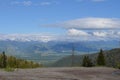 Late Spring in Wyoming: Looking out from Teton Pass to Jackson Hole, Jackson, Snake River, Gros Ventre Mtns and Wind River Mtns Royalty Free Stock Photo