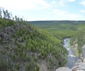 Late Spring in Yellowstone National Park: Looking Upstream at Gibbon Falls on Gibbon River Along the Grand Loop Road