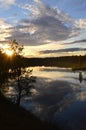 Late summers evening in Finland. Sunset on the lake, HaltiajÃÂ¤rvi, Salla.