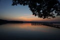 Late sunset by the lake at Polish Masuria district (Mazury) Royalty Free Stock Photo