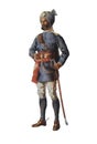 1st Hyberbad Contingent Jemadar Cavalry. Late 19th Century, British Indian Army Soldier. Isolated illustration Royalty Free Stock Photo