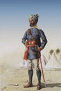 1st Hyberbad Contingent Jemadar Cavalry. Late 19th Century, British Indian Army Soldier. Illustration