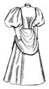 Late 19th Century Dress, apron like drape, vintage engraving